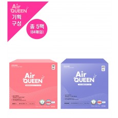 [에어퀸/기획5] 오리진플러스 중형(20P) x3개 +뉴브레스 오버나이트(12P) x2개 (총5개)