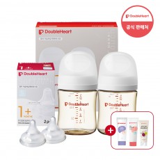 [더블하트인기]더블하트 모유실감 3세대 160ml 트윈세트 (젖병2+젖꼭지2)+사은품