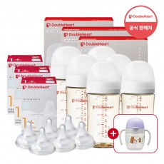 [더블하트인기]더블하트 모유실감 3세대 240ml 트윈트리플세트 (젖병6+젖꼭지6)+사은품