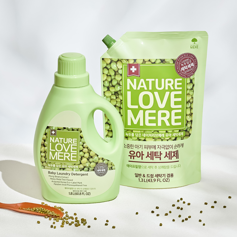 [네이쳐러브메레] 아기 세탁세제 용기형 1800ml 1개 + 리필형 1300ml 3팩