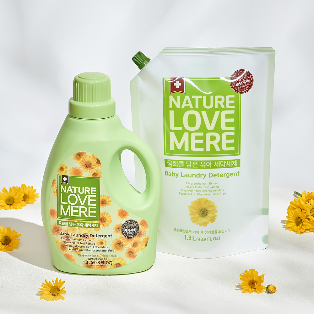 [네이쳐러브메레] 아기 세탁세제 용기형 1800ml 1개 + 리필형 1300ml 3팩