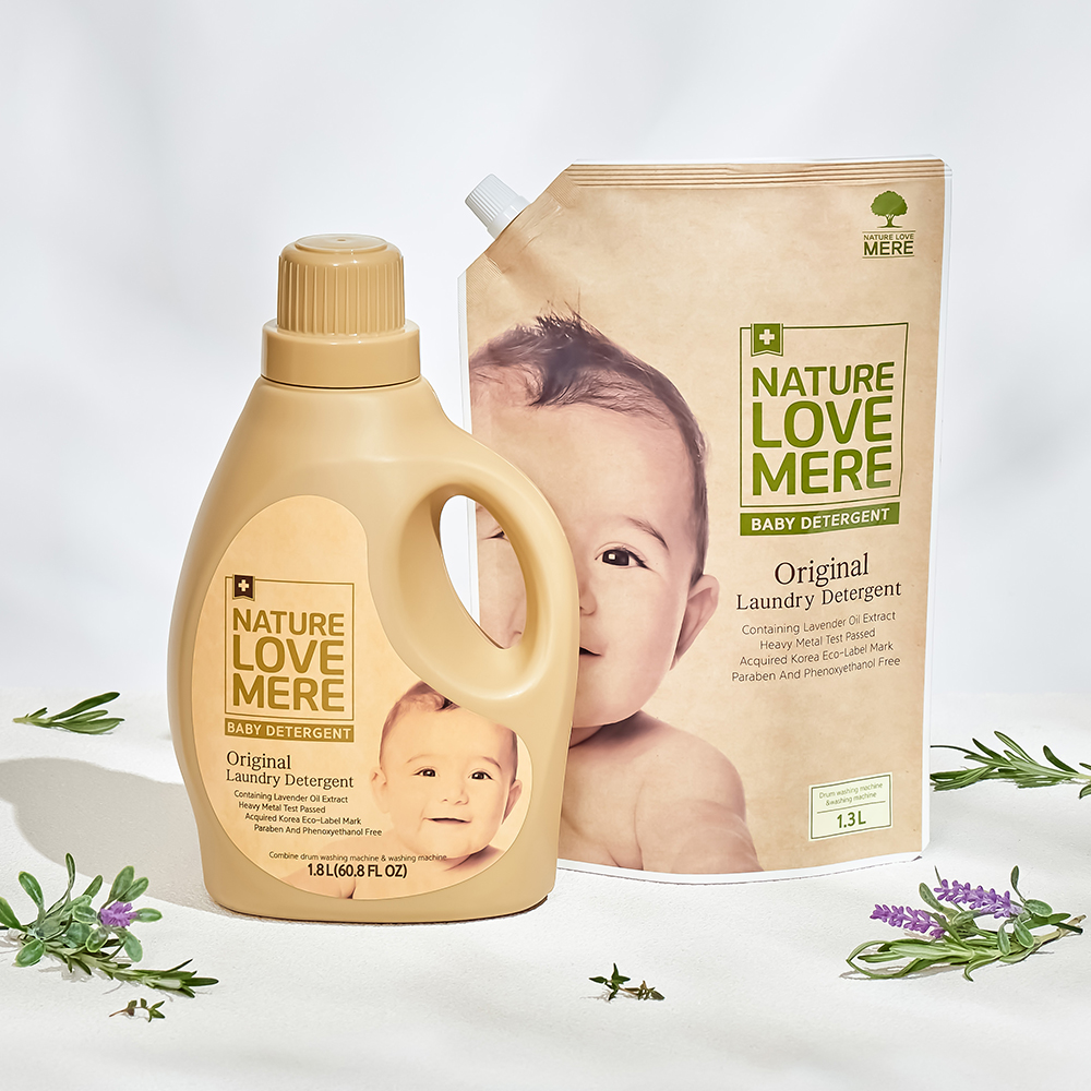 [네이쳐러브메레] 아기 세탁세제 용기형 1800ml 1개 + 리필형 1300ml 3팩