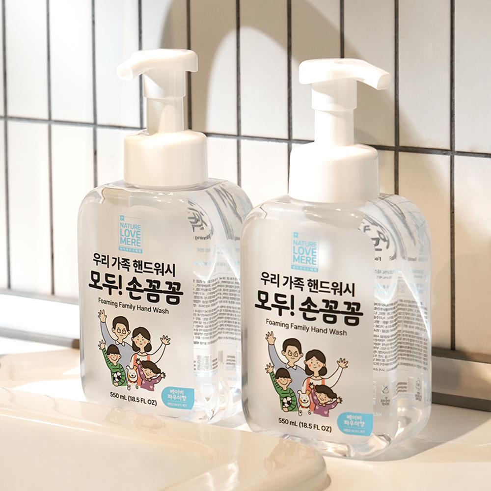 [네이쳐러브메레] 손꼼꼼 온가족 용기형 핸드워시 베이비파우더 550ml, 3개