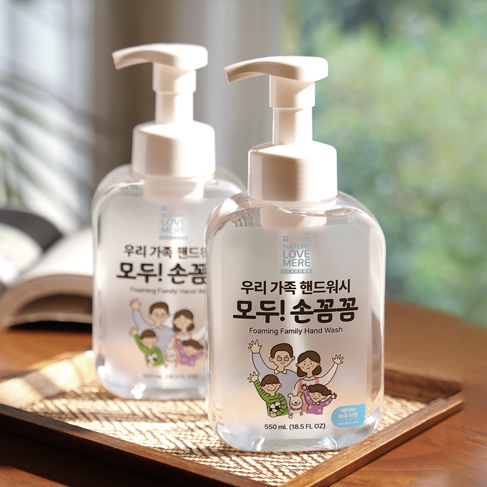 [네이쳐러브메레] 손꼼꼼 온가족 용기형 핸드워시 베이비파우더 550ml, 3개