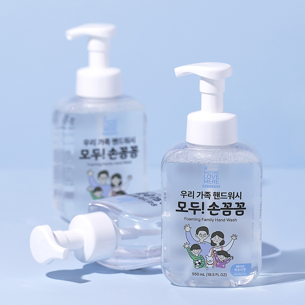 [네이쳐러브메레] 손꼼꼼 온가족 용기형 핸드워시 베이비파우더 550ml, 3개