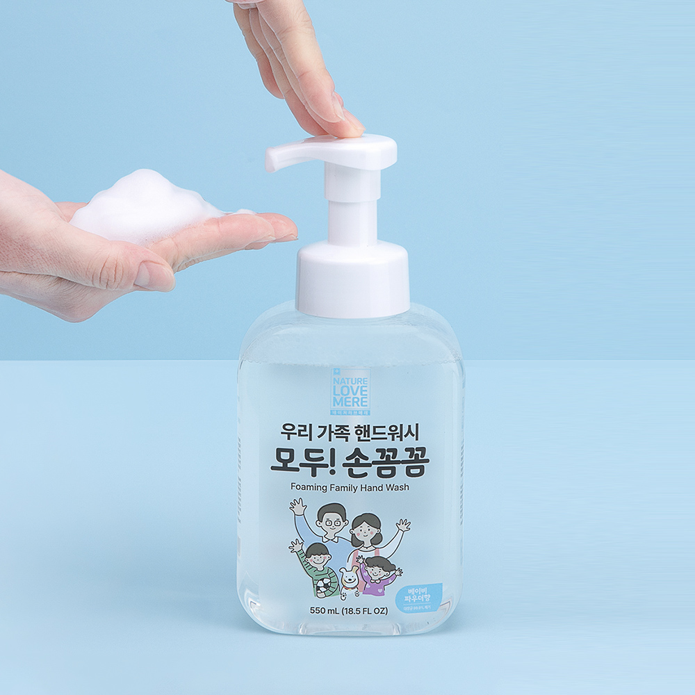 [네이쳐러브메레] 손꼼꼼 온가족 용기형 핸드워시 베이비파우더 550ml, 3개